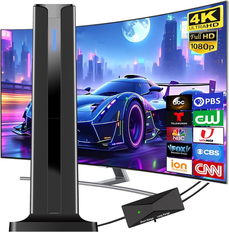 DTVSMARTSHOW Digital TV Antenna Indoor, 2025 HD Antenna for Smart TV with 3M Stick Base 360°&Long Range Reception for Local Channels, Easy Setup Antena Without Cable - Image 1